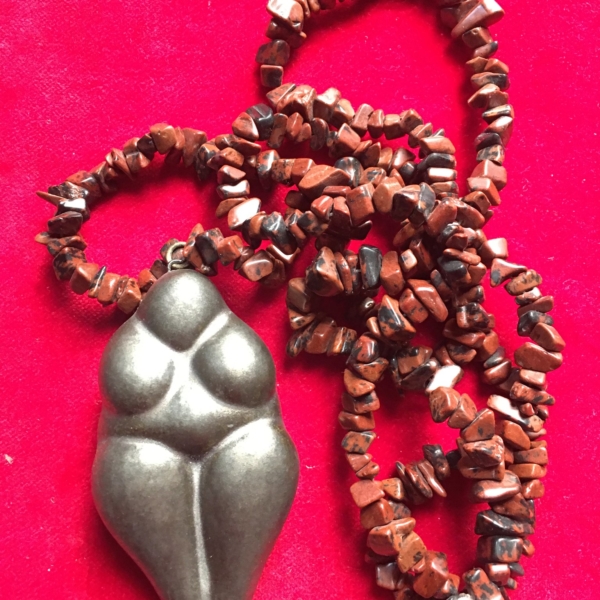 Ocarina flute metallic glaze goddess with jasper stone bead necklace 600x600